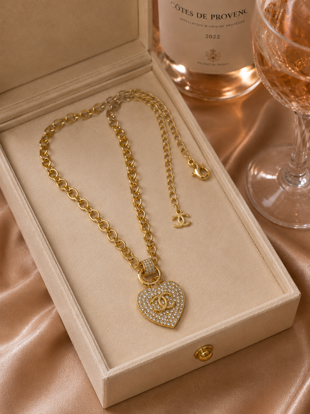 Crystal Heart Charm Necklace