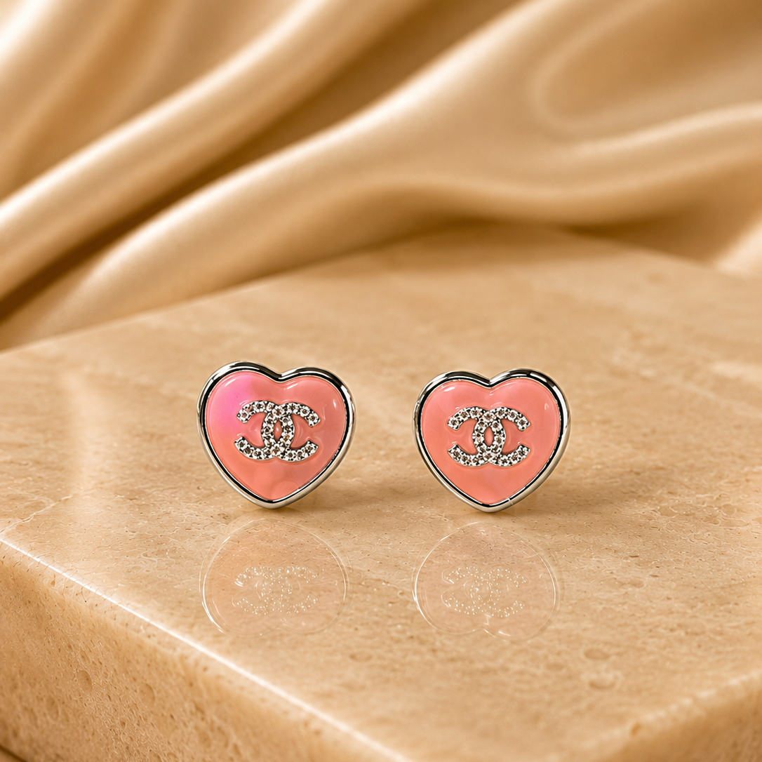 Blush Heart Stud Earrings