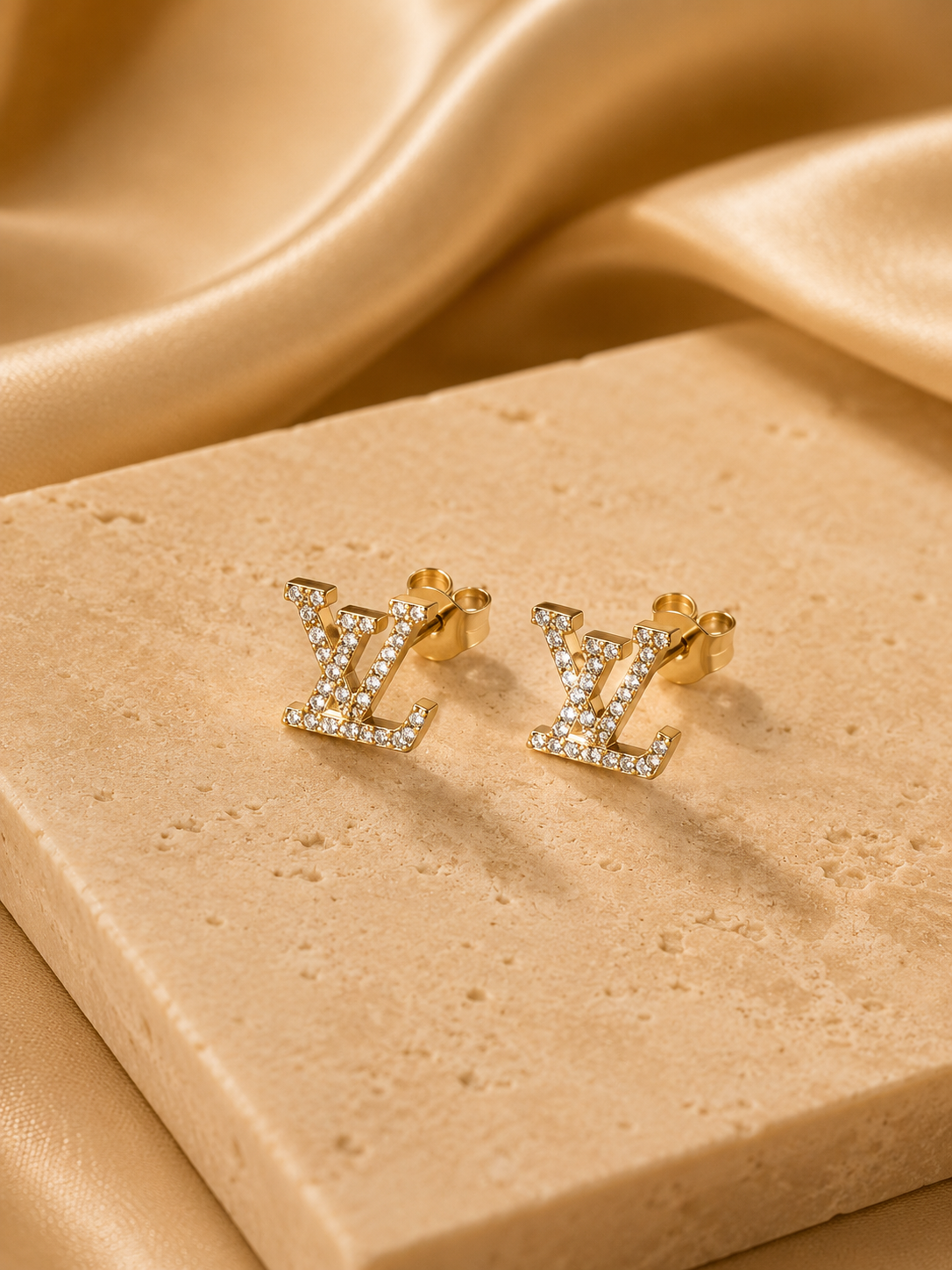 Luxe Monogram Crystal Stud Earrings