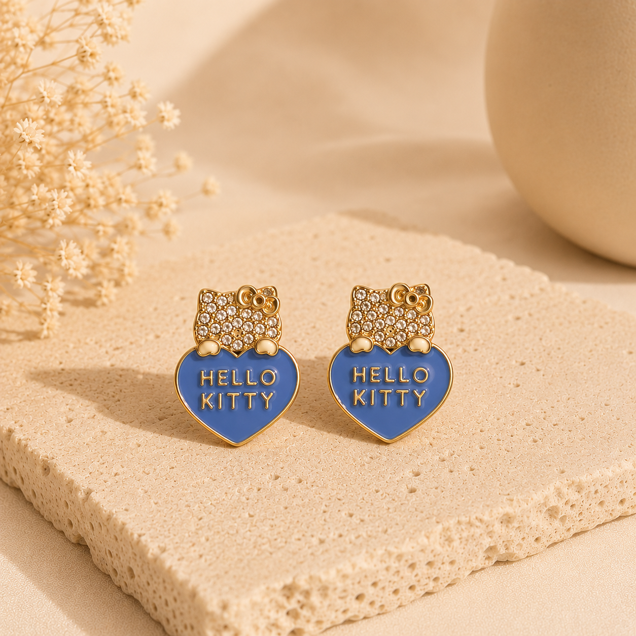 Kitty Heart Stud Earrings