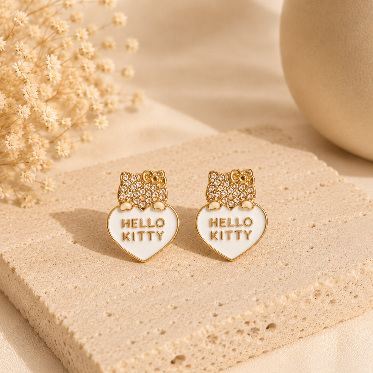 Kitty Heart Stud Earrings